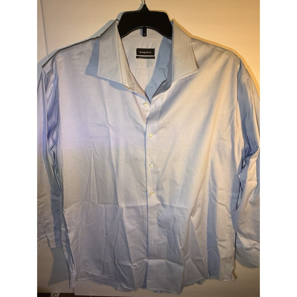 Esquire Performance Non-Iron Slim Fit Light Blue Cotton Dress Shirt 18 32/33
